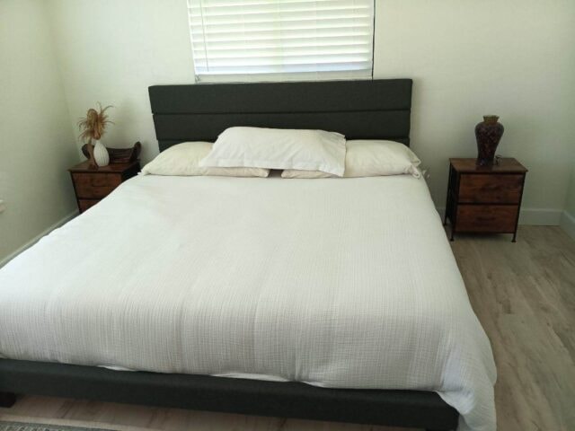 Tidy bedroom with dresser