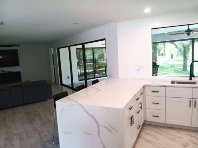Open kitchen and living area